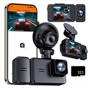 Dual Dash Cam 1080P, Dash Cam Front and Inside, Built-in WiFi, Dash Camera for Cars, Perfect for Uber and Taxi Drivers, Night Vision, Accident Record, 24Hr Parking Mode With 32GB Memory Card